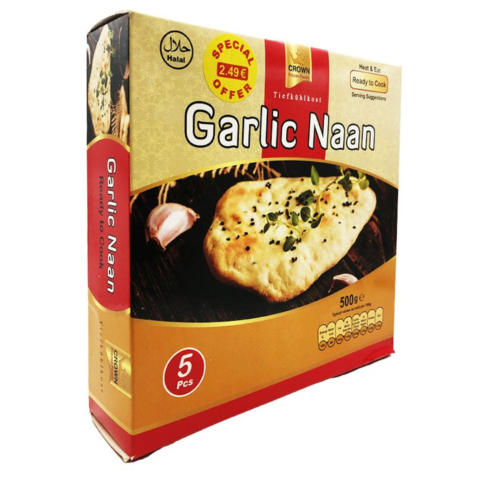 Frozen Crown Garlic Naan 5pcs 500gm - Only Berlin Delivery