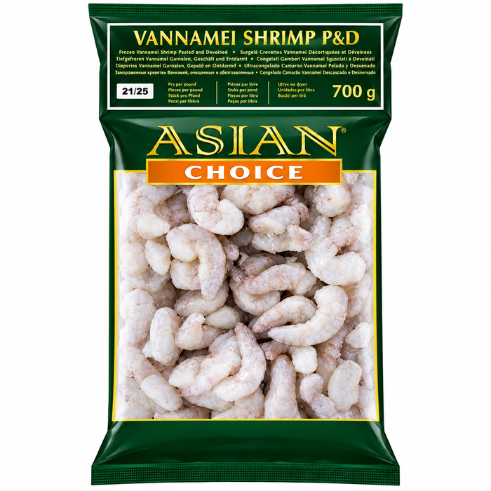Frozen Asian Choice Vannamei Shrimps P&D (21/25) 700gm - Only Berlin Delivery