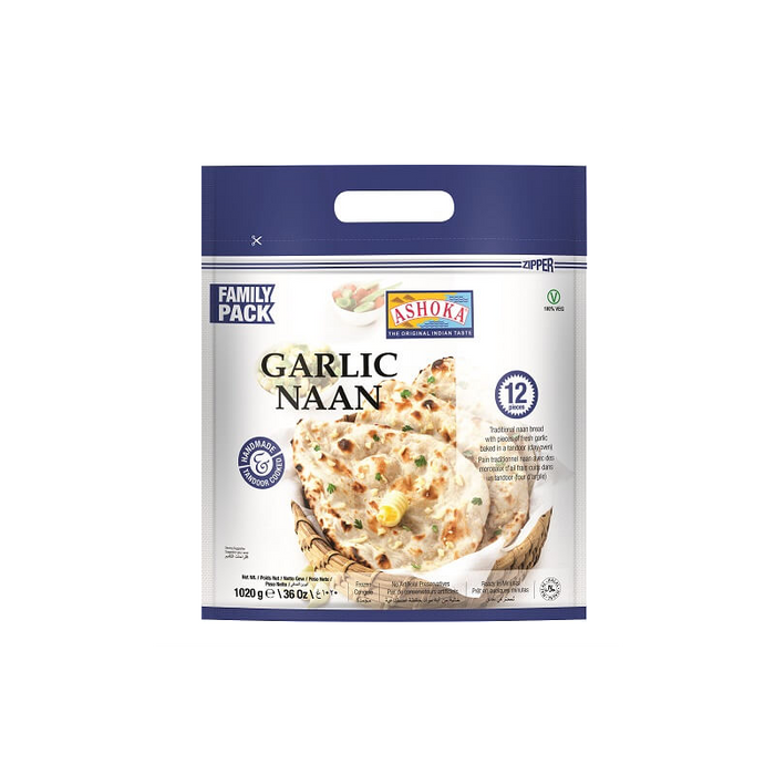 Frozen Ashoka Garlic Naan (12pcs) 1020gm - Only Berlin Delivery