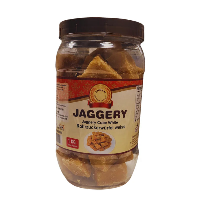 Annam Jaggery Cubes (White) Jar 1kg