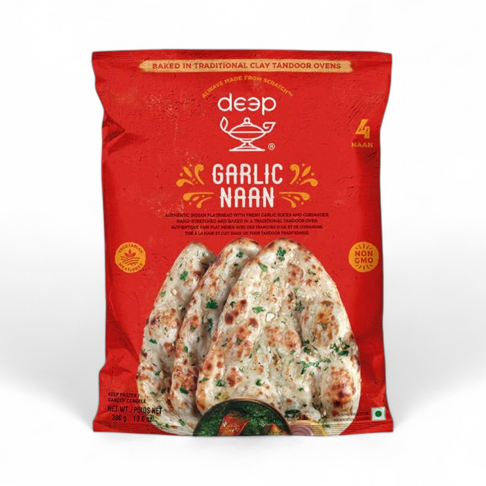 Frozen Deep Garlic Naan (4pcs) 340gm - Only Berlin Delivery
