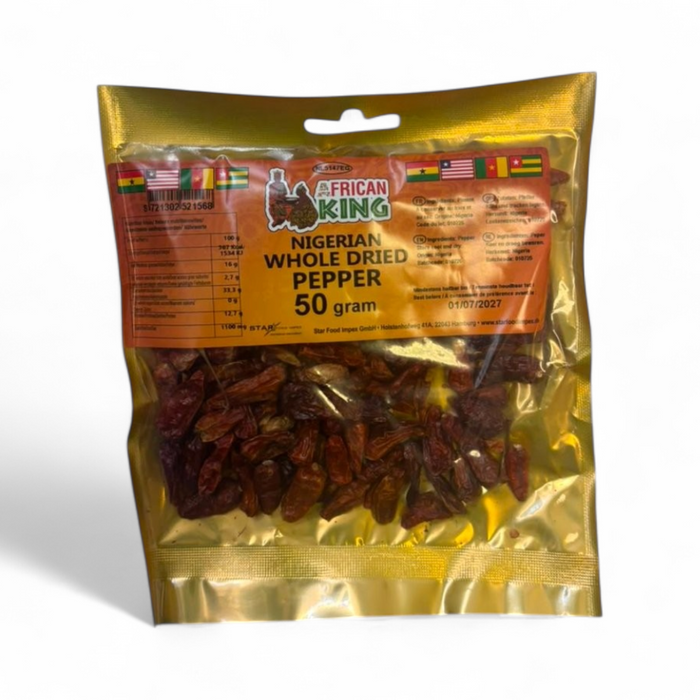 African King - Nigerian Whole Dried Pepper 50gm