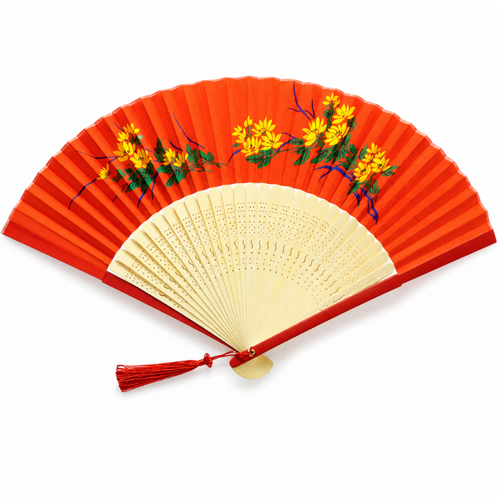 Jade Temple - Red Hand Fan 23cm