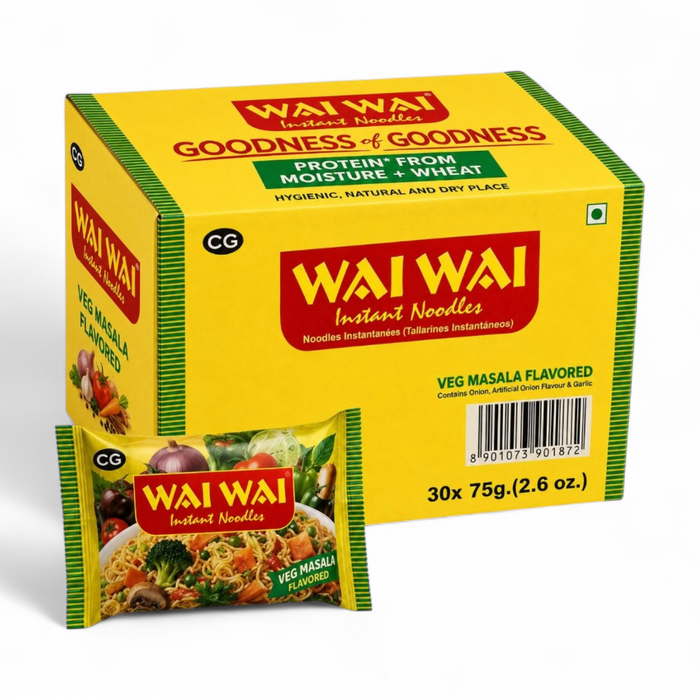 Wai Wai Instant Noodles - Vegetable (30 x 75gm) 2.25kg - Full Karton