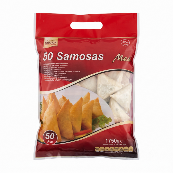 Crown Frozen Foods – Meat Samosas (50 Pieces) 1750gm - Berlin Only Delivery
