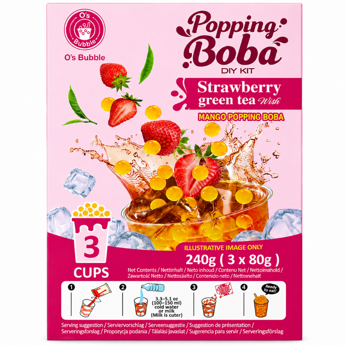 O's Bubble - Popping Boba Strawberry Green Tea 240gm