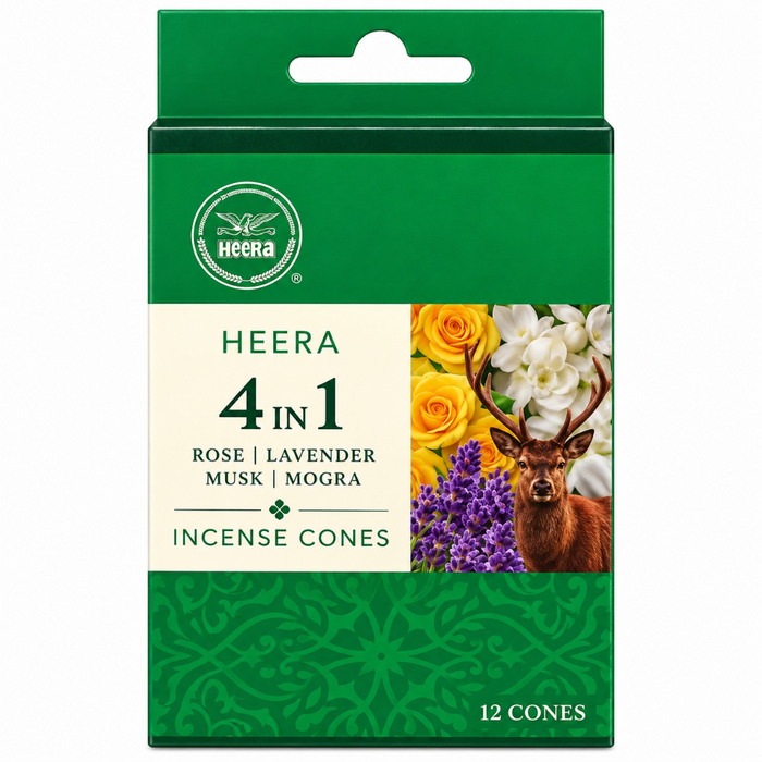 Heera Incense Cones - 4 In 1 (12pcs) 40gm