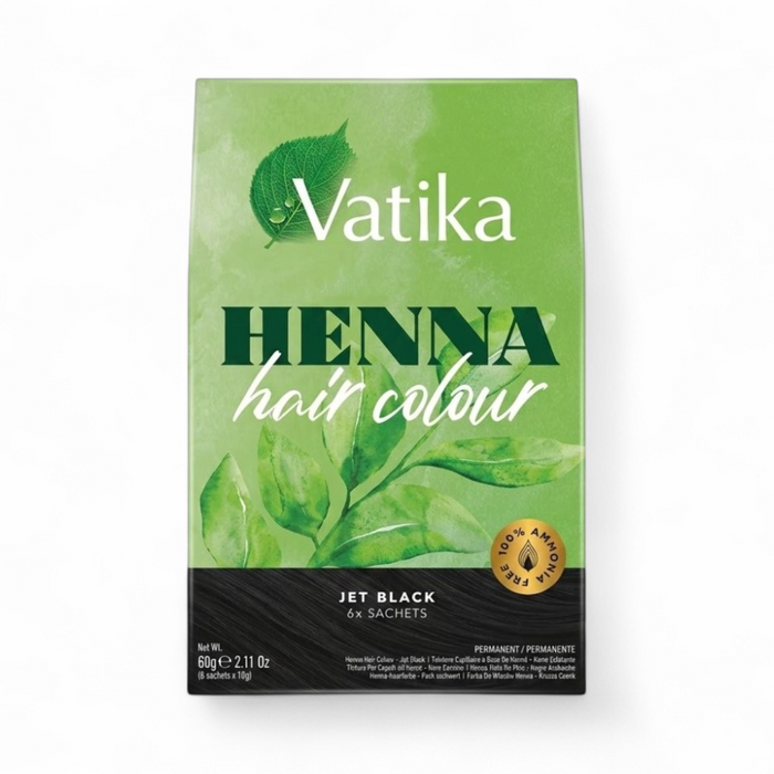 Vatika Henna Hair Colour - Jet Black (6 x 10gm) 60gm