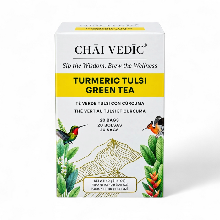 Chai Vedic Tulsi Green Tea - Turmeric (20 Tea Bags) 40gm