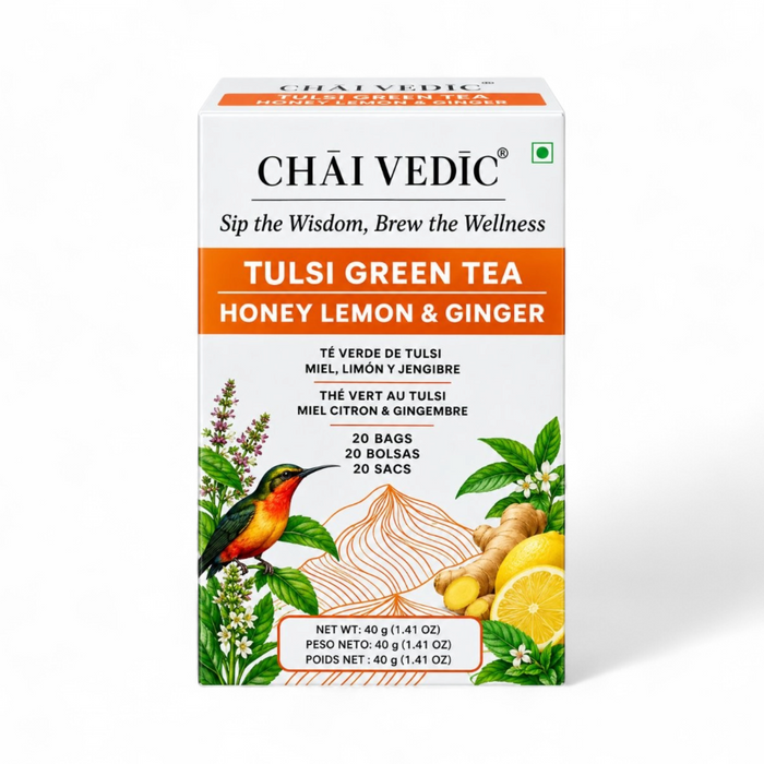 Chai Vedic Tulsi Green Tea - Honey Lemon & Ginger (20 Tea Bags) 40gm