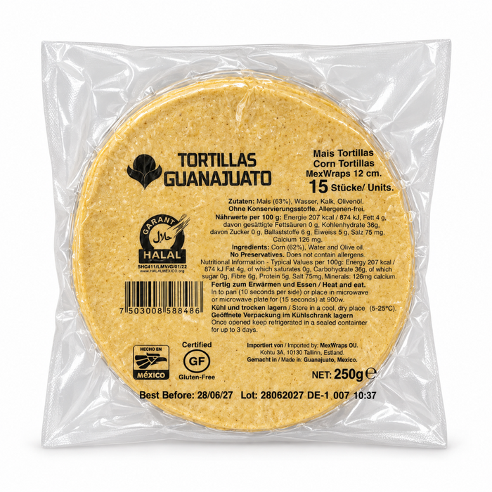 Tortillas Guanajuato Mais Tortillas 12cm (15pcs) 250gm