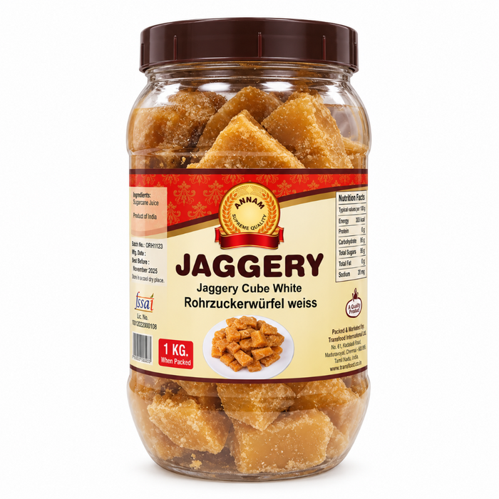 Annam Jaggery Cubes (White) Jar 1kg