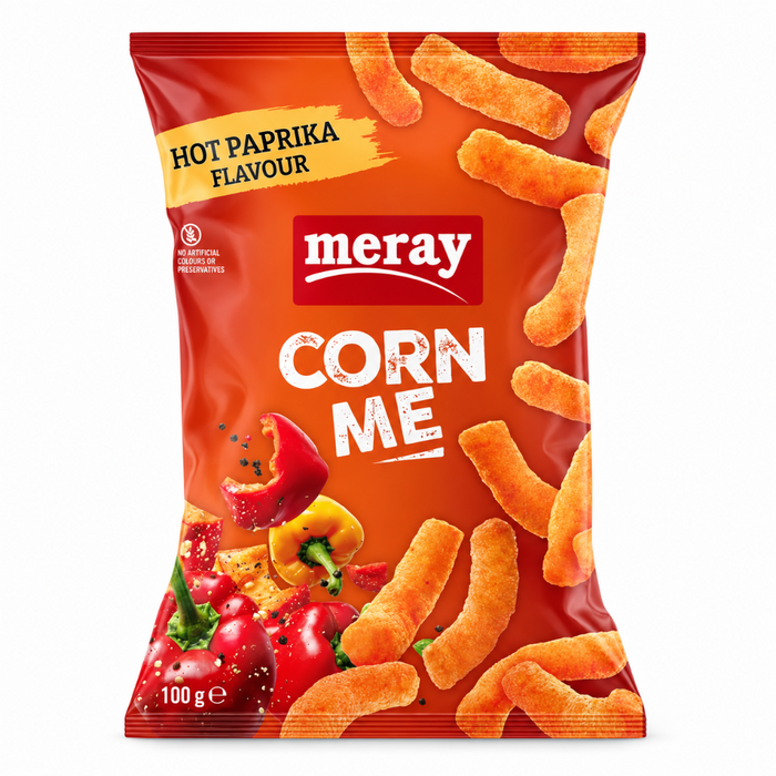Meray Corn Me - Hot Paprika Flavour 100gm (BBE: 02.12.2026)