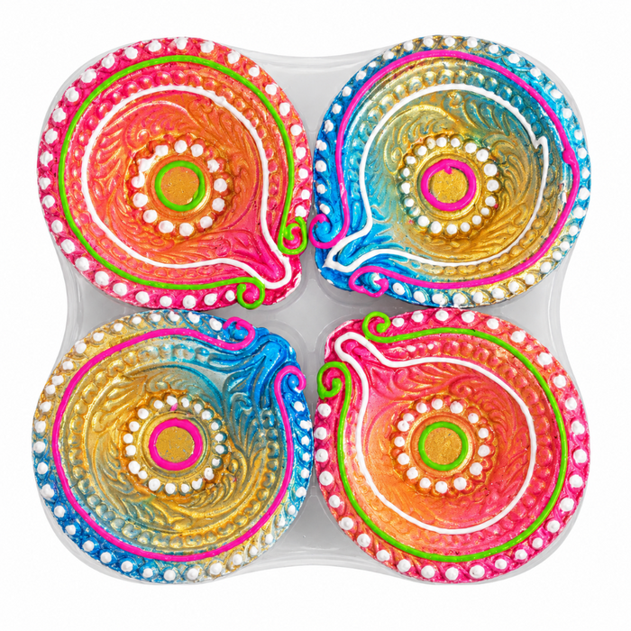Diwali Diya - Multi Color (Pack Of 4)