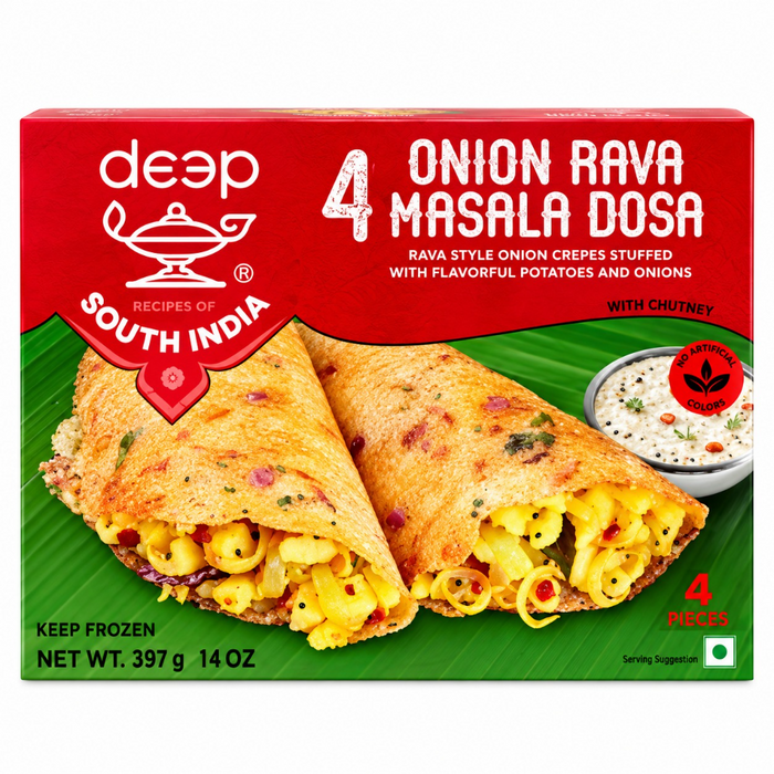 Frozen Deep Onion Rava Masala Dosa With Chutney (4pcs) 397gm - Only Berlin Delivery