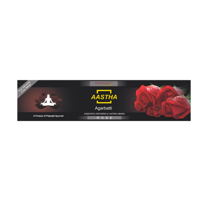 Patanjali Aastha Incense Sticks - Rose (18pcs) 25gm