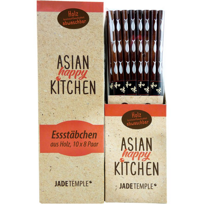Asian Kitchen Esstäbchen aus Holz mit Fischdruck (8 Paar)
