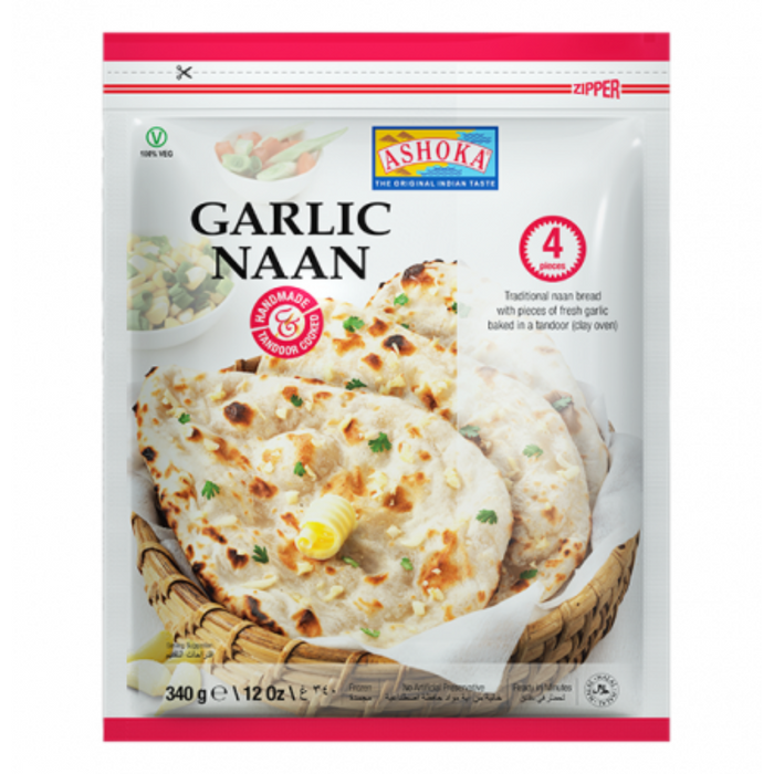 Frozen Ashoka Garlic Naan (4pcs) 340gm - Only Berlin Delivery (Choose your Quantity)