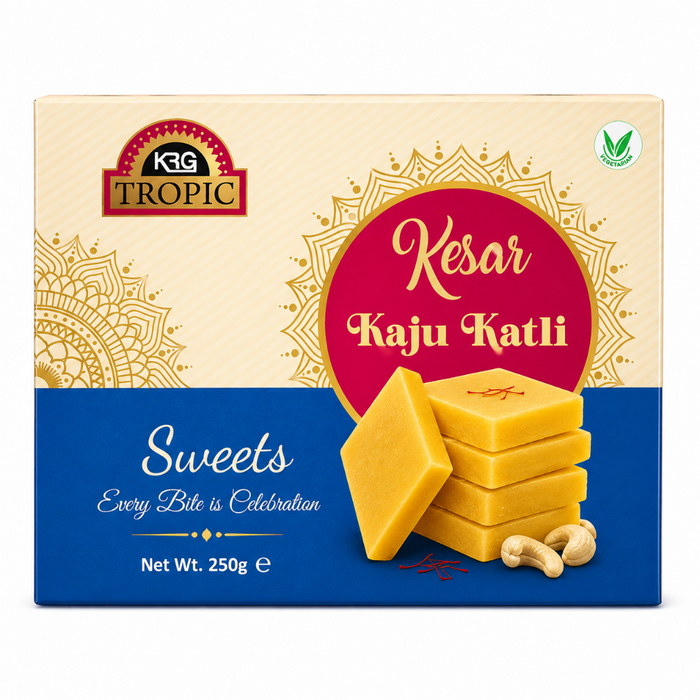 KRG Tropic Sweets - Kesar Kaju Katli 250gm
