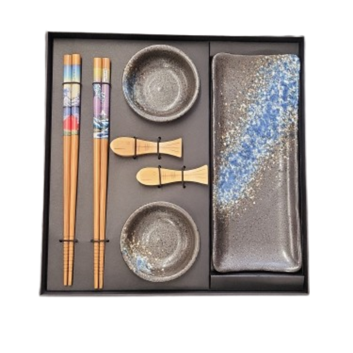 Jade Temple - Ceramic Sushi Set with Dipping Bowl & Chopsticks (1pc)