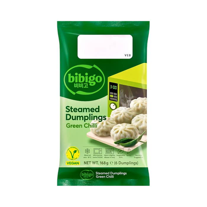 Frozen Bibigo Vegan Steamed Dumplings - Green Chilli 168gm (Only Berlin Delivery)