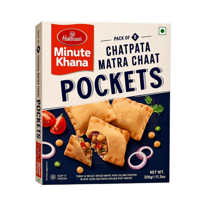 Frozen Haldiram's Pockets - Chatpata Matra Chaat (8pcs) 320gm - Only Berlin Delivery