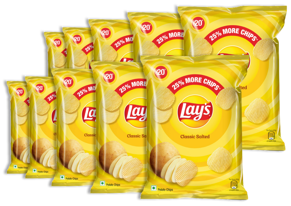 Lays Chips - Classic Salted 52gm Bundle (Choose your Quantity)