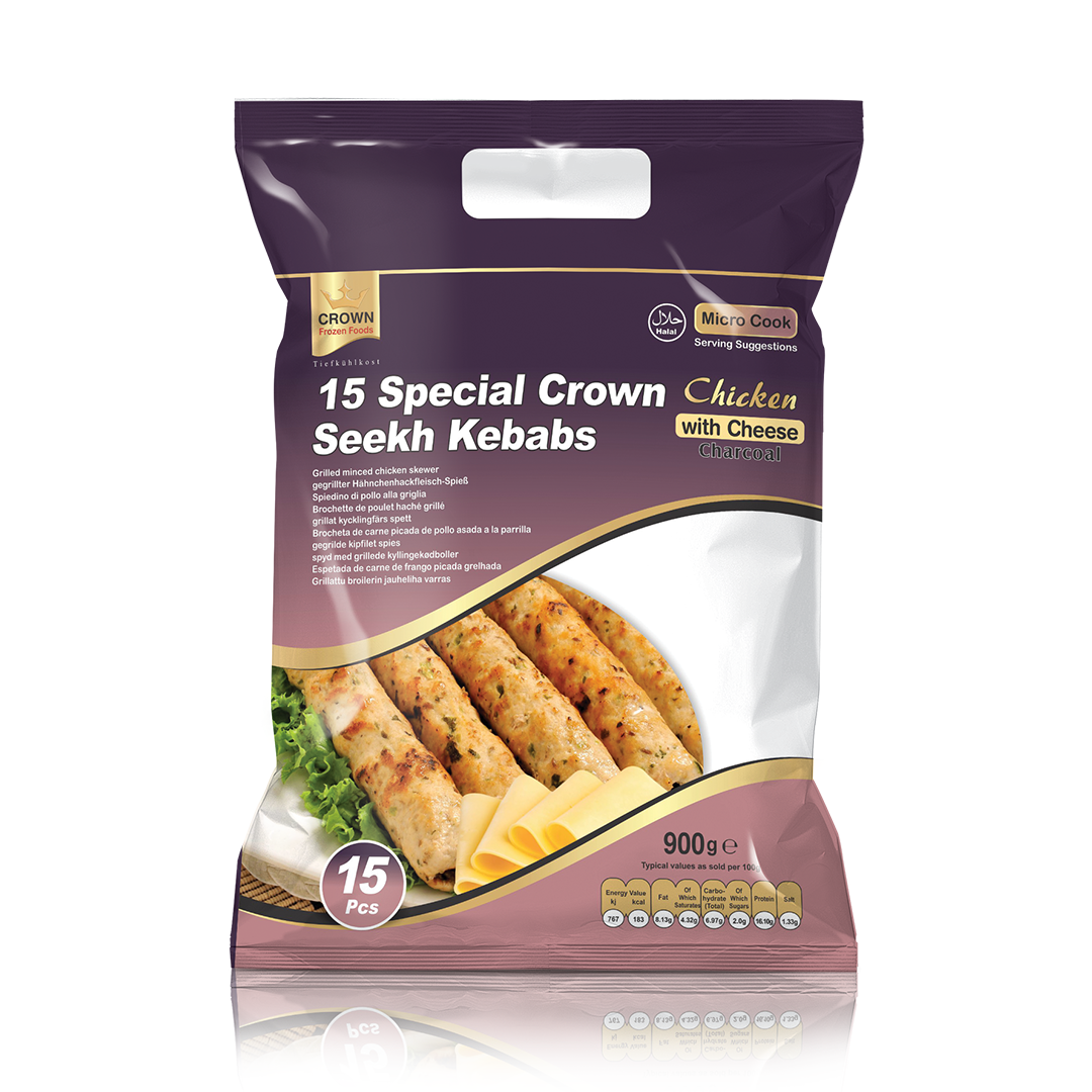 Crown 15 Reshmi Seekh Kebabs Chicken with Cheese & Nuts Charcoal Grilled 1kg main image 1