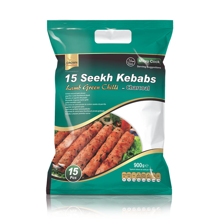 Frozen Crown Chicken Green Chilli Seekh Kebab (15pcs) 900gm - Only Berlin Delivery